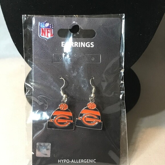 NFL Chicago Bears Beanie Earrings Football Jewelry - Picture 4 of 4
